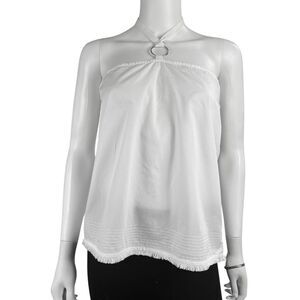 Trina Turk White Fringed Hem Halter Top Womens Size XS/S